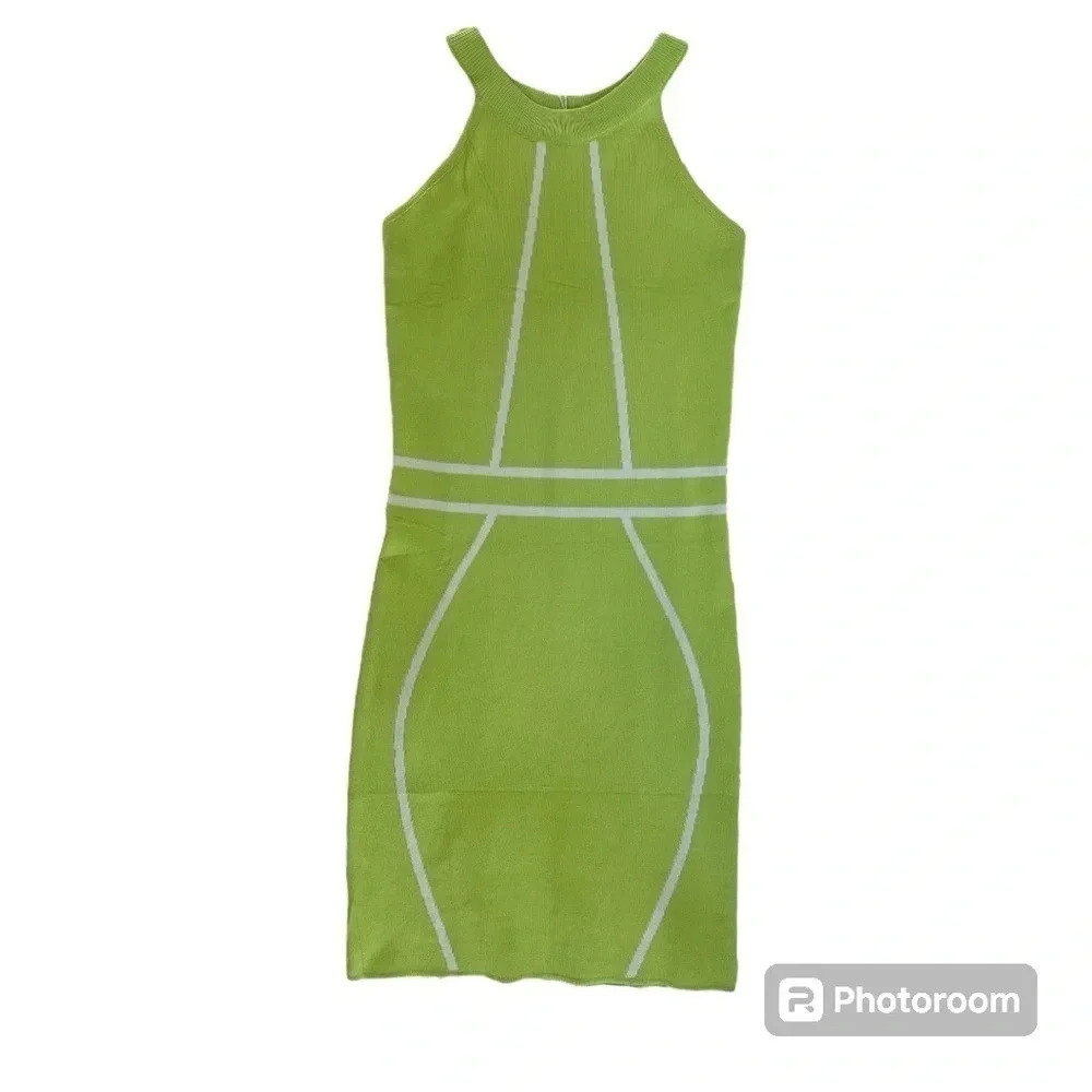NWT Monali knit bodycon lime green dress size M/L